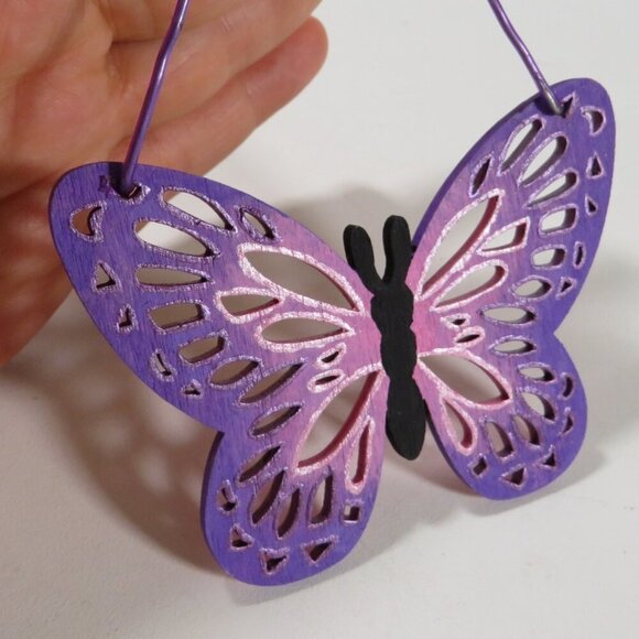 Butterfly Laser Cut Wooden Ornament Hangs - Picture 2 of 6